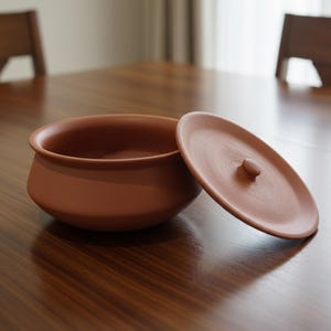 Olla de barro sin esmaltar hecha a mano / Olla de barro con tapa / Olla grande para biryani / Utensilios de cocina y servicio de arcilla de terracota