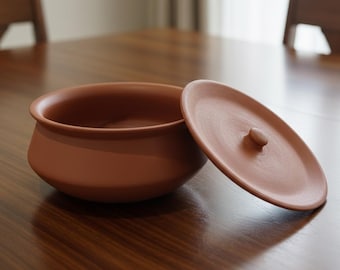 Handmade Unglazed Clay Cooking Pot | Earthen Handi with Lid | Biryani Pot Big | Terracotta clay cookware and serveware