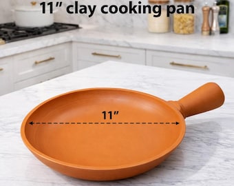 Cooking Pan from Unglazed Clay | Handmade Terracotta Clay Tawa | Earthen Frying Pan 11" | Clay Coookware Pot | Natural Lead Free Kitchenware