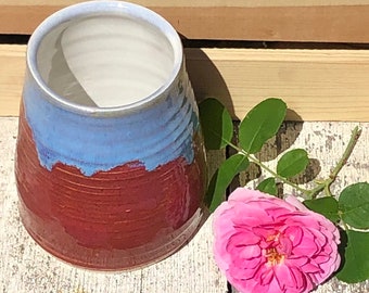 Ceramic container Blue with Rust glaze