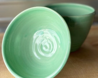 Two Light Green Ceramic Bowls