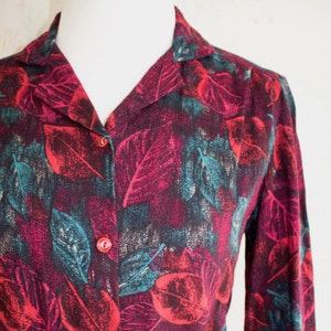 Vintage 60s Shirtdress, 1960s Day Dress, Leaf Print, Floral, Novelty Print image 2