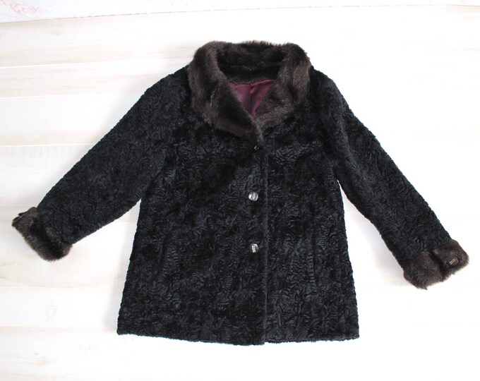 Vintage 60s Black Faux Fur Coat 1960s Persian Lamb Jacket - Etsy