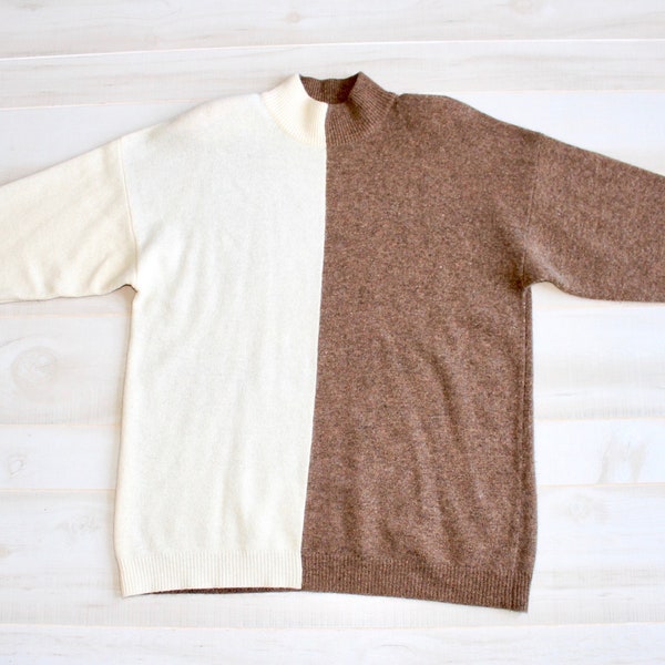 Women Vintage Colorblock Loose Sweater Coat main image 1
