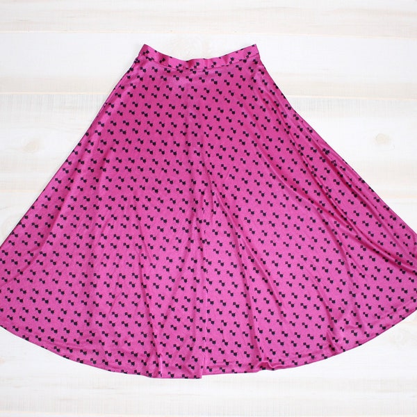 Vintage 80s Halston Skirt, Novelty Print Skirt, Bird Skirt, Pink Skirt, High Waisted Skirt, A Line Skirt, 1980s Skirt