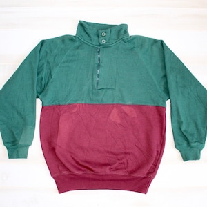 Vintage 90s Colorblock Sweatshirt, 1990s Striped Sweatshirt, Half Zip, Pullover, Streetwear, Color Block, Gitano image 1