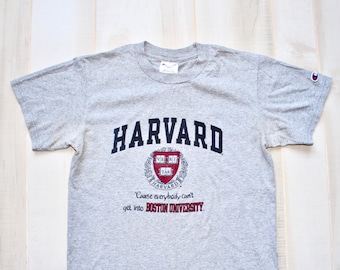 Vintage 90s Harvard T Shirt, 1990s Champion Tee, College, Collegiate, Heather Gray