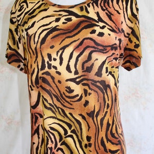 Vintage 90s Animal Print Dress, 1990s Stretch Maxi Dress With High Slit, Tiger, Y2K image 3