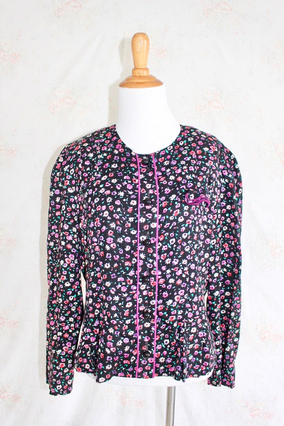 Vintage 80s Floral Secretary Blouse, 1980s Ditsy … - image 3