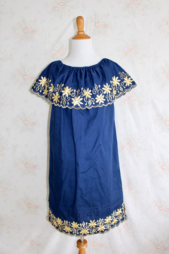 Vintage Embroidered Dress, Peasant Dress, Off The Sho… Gem