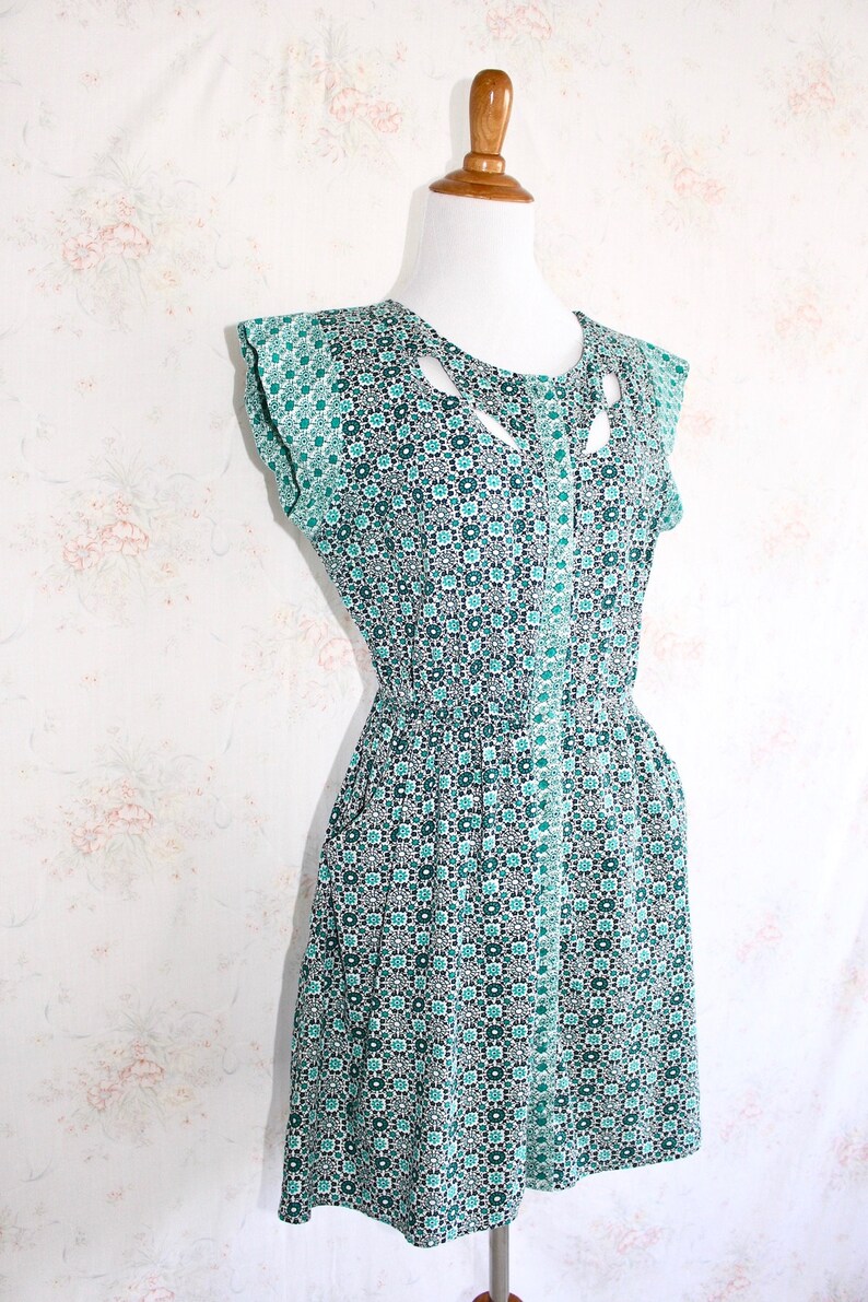 Vintage Indian Sundress, Block Print Dress, Cut Out, Boho, Ethnic, Free ...