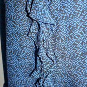 Vintage 90s Silk Blouse, 1990s Ruffle Collar Blouse, Abstract Geometric Print, Blue, Black, Top image 5