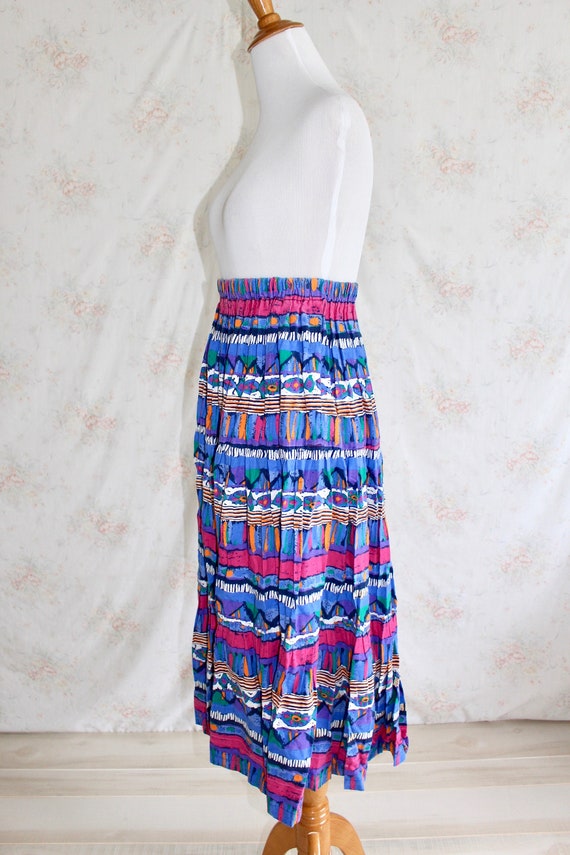 Vintage 80s Abstract Skirt, 1980s Colorful & Brig… - image 4