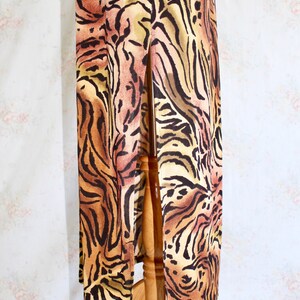 Vintage 90s Animal Print Dress, 1990s Stretch Maxi Dress With High Slit, Tiger, Y2K image 5