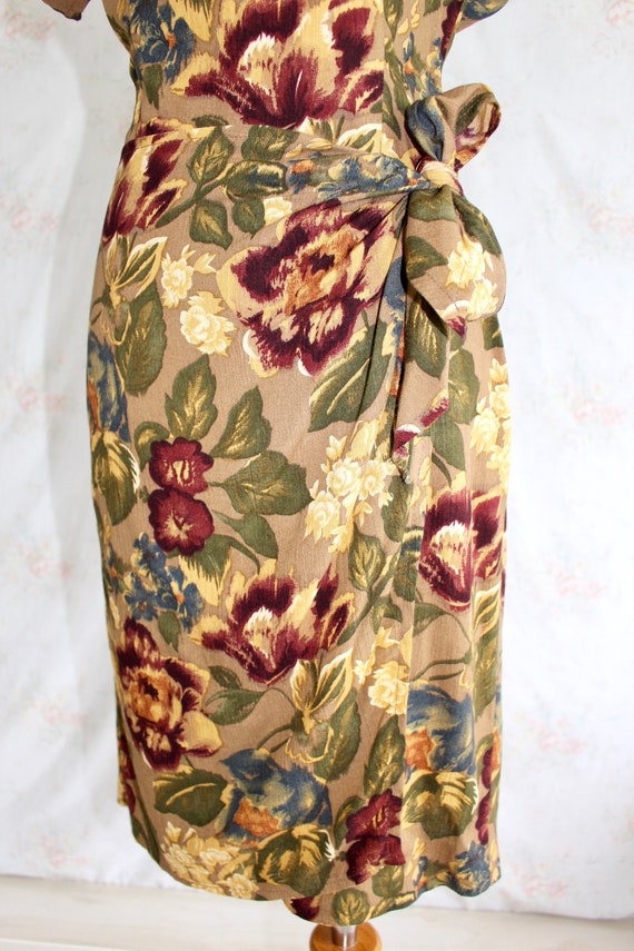 Vintage 90s Wrap Dress, 1990s Floral Dress, Flowe… - image 5