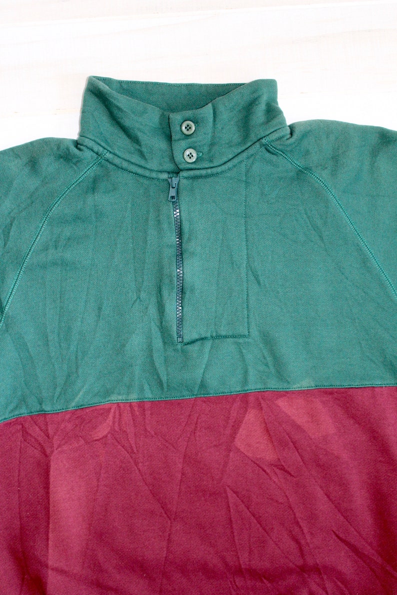 Vintage 90s Colorblock Sweatshirt, 1990s Striped Sweatshirt, Half Zip, Pullover, Streetwear, Color Block, Gitano image 3