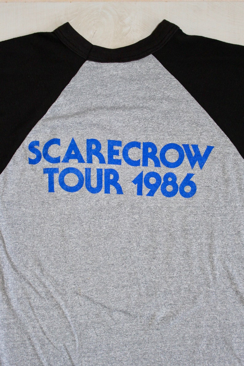 Vintage 80s John Cougar Mellencamp Tour T Shirt, 1986 Scarecrow Tour, Raglan, Concert, Single Stitch, Band Tee, Rock image 5