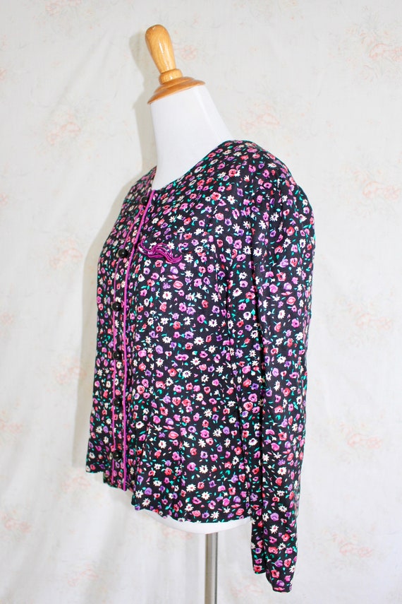 Vintage 80s Floral Secretary Blouse, 1980s Ditsy … - image 6