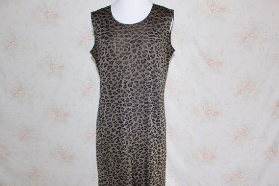 Vintage 90s Leopard Dress, 1990s Animal Print Dre… - image 1