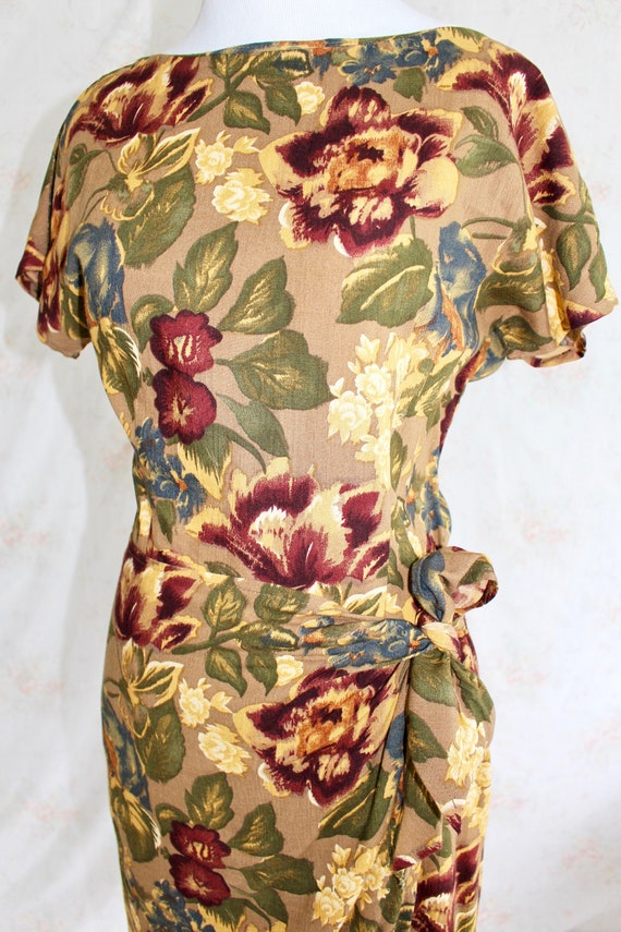 Vintage 90s Wrap Dress, 1990s Floral Dress, Flowe… - image 3