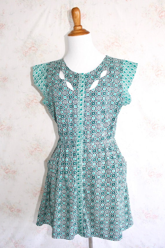 Vintage Indian Sundress, Block Print Dress, Cut O… - image 3