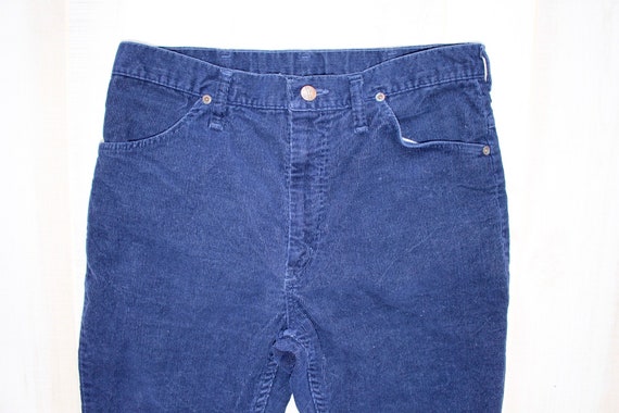 Vintage Wrangler Corduroy Pants, Navy, Wide Leg, … - image 4