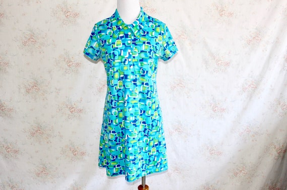 Vintage 90s Op Art Dress, 1990s Geometric Dress, … - image 1