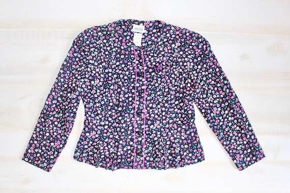 Vintage 80s Floral Secretary Blouse, 1980s Ditsy … - image 1