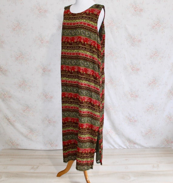 Vintage 90s Silk Maxi Dress, 1990s Ethnic Dress, … - image 3