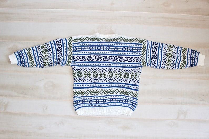 Vintage 80s Ski Sweater, 1980s Nordic Sweater, Fair Isle, Geometric, Knit, Crewneck image 5