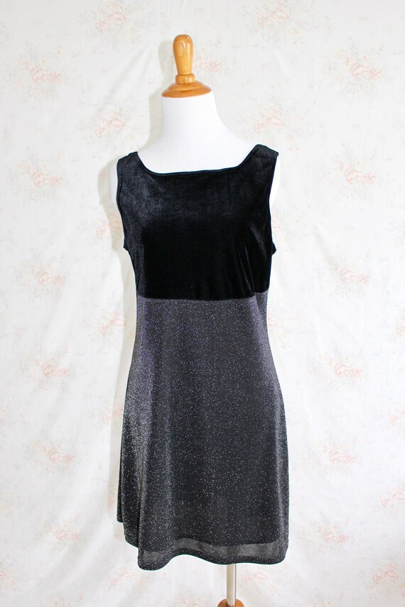 Vintage 90s Silver Metallic Dress, 1990s Party Dr… - image 3