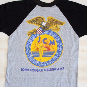 Vintage 80s John Cougar Mellencamp Tour T Shirt, 1986 Scarecrow Tour, Raglan, Concert, Single Stitch, Band Tee, Rock image 2