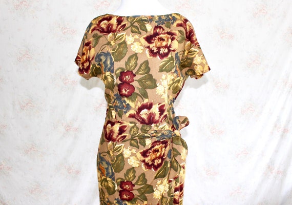 Vintage 90s Wrap Dress, 1990s Floral Dress, Flowe… - image 1