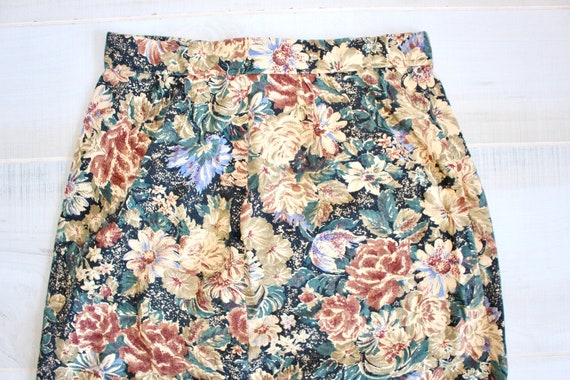 Vintage 80s Floral Jean Skirt, 1980s High Waisted… - image 3