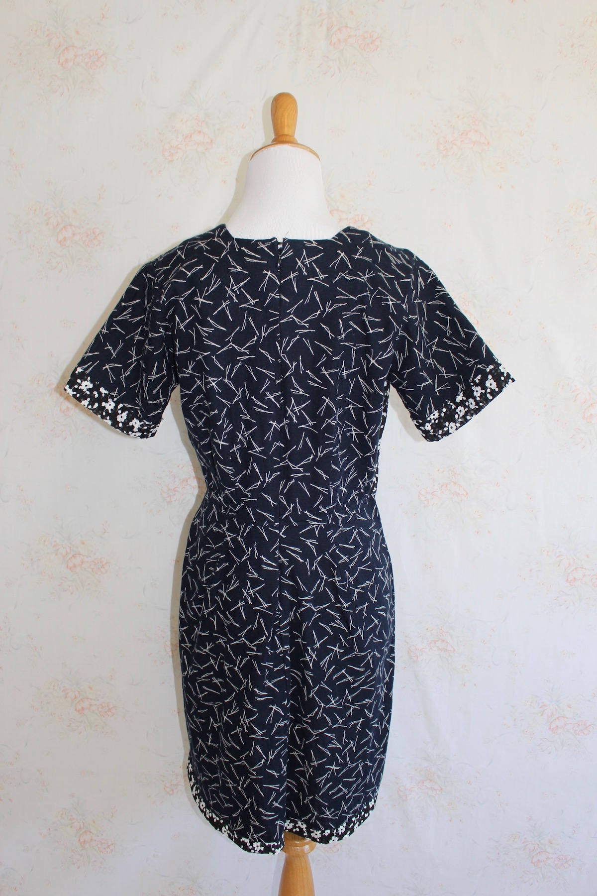 Vintage Linen Dress Abstract Print Minimalist Modern Navy - Etsy