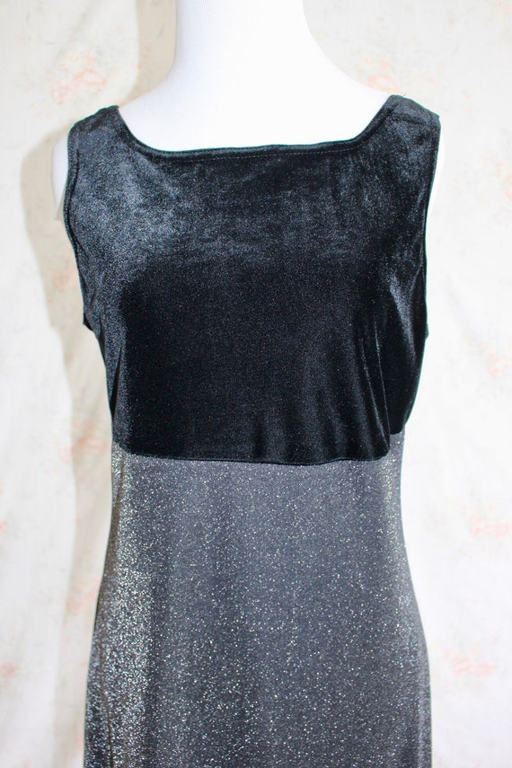 Vintage 90s Silver Metallic Dress, 1990s Party Dr… - image 4