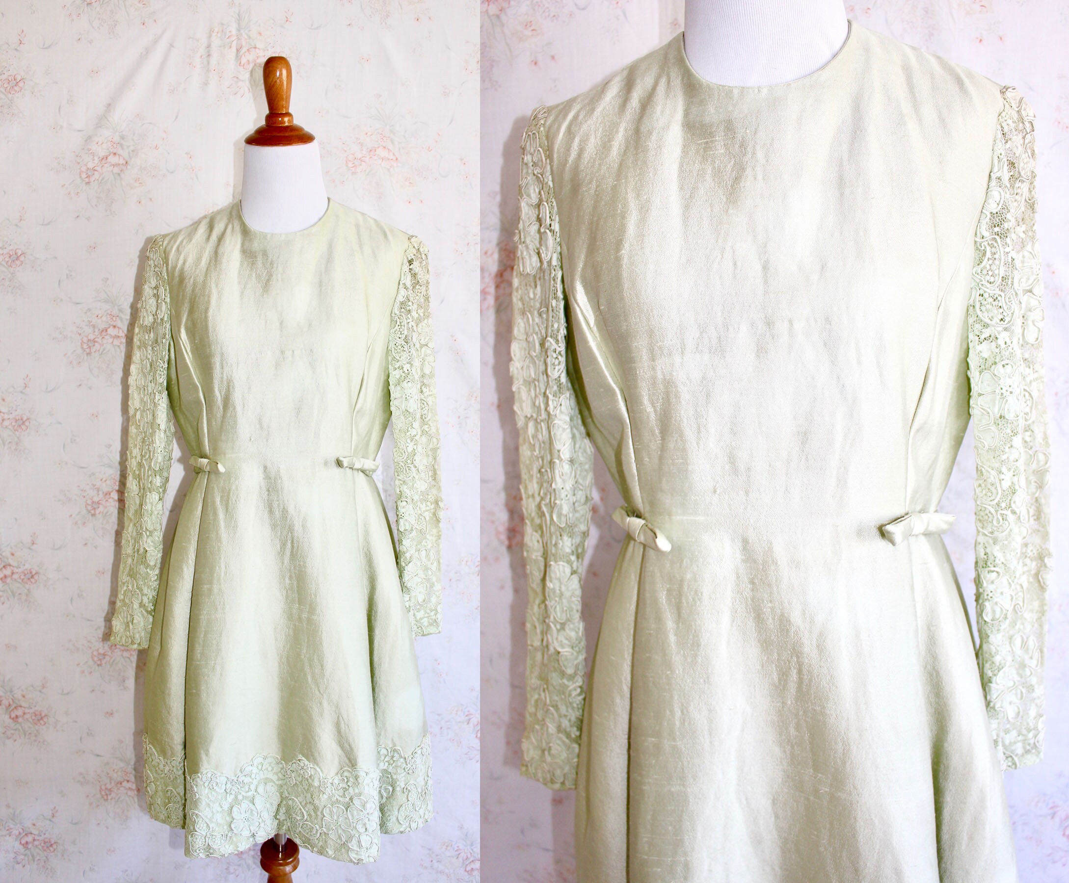 Vintage 50s Lace Dress 1950s Silk Party Dress Formal | Etsy
