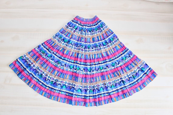 Vintage 80s Abstract Skirt, 1980s Colorful & Brig… - image 1