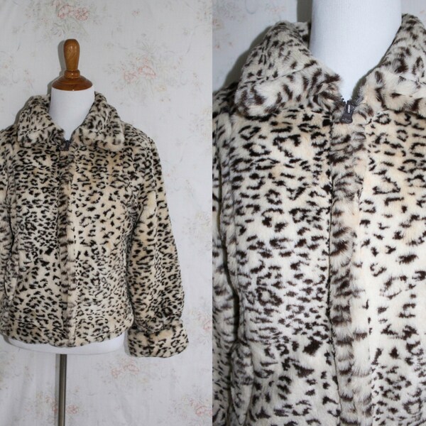 Vintage 80s Leopard Coat, 1980s Faux Fur Coat, Animal Print, Jacket