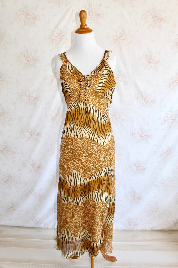 Vintage 90s Maxi Dress, 1990s Slinky Dress, Anima… - image 2