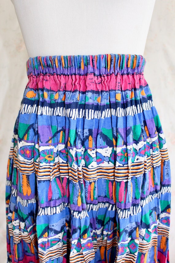 Vintage 80s Abstract Skirt, 1980s Colorful & Brig… - image 3