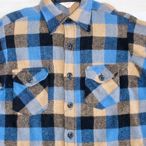 Vintage 80s Wool Shacket, 1980s Plaid Shirt Jacket, Flannel, Coat, Outdoors, Workwear, Button Down image 3