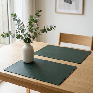 Personalized Placemats Set, Custom Leather Desk Mats, Handcrafted Cafe & Dining Table Mats | Embossed Round and Rectangle Placemats Set of 6