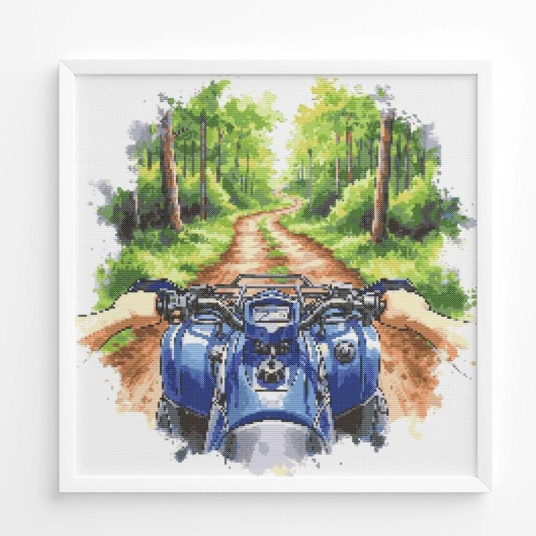 ATV Cross Stitch Pattern PDF - Adventure Sport Modern Embroidery ...
