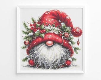 Christmas Gnome Cross Stitch Pattern PDF – Holiday Embroidery (Pattern Keeper Compatible, Instant Download)