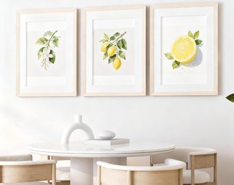 Set of 3 Lemon Cross Stitch Pattern: Kitchen Embroidery (PDF Download)