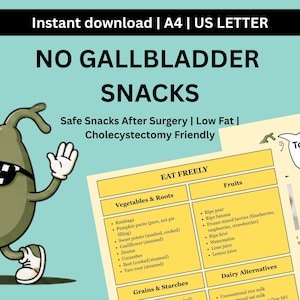 No Gallbladder Snack List | Safe Snacks After Gallbladder Removal | Low Fat Snack Chart | Cholecystectomy PDF | Instant Download