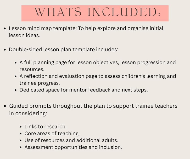 Trainee Teacher Lesson Plan & Mind Map Template (digital Download) - Etsy