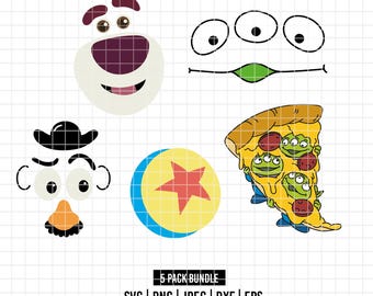 4086 - Pacchetto icone Toy Story dtf a colori Svg, Eps, Png, Dxf, Jpeg (Lotso - Aliens - Mr. Potato - Ball - Alien pizza)