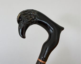 Korpkäpp Kråka Träkäpp Gotisk Dräkttillbehör Mörk Viktoriansk Käpp Modern Käpp Elegant Handgjord Lyxig